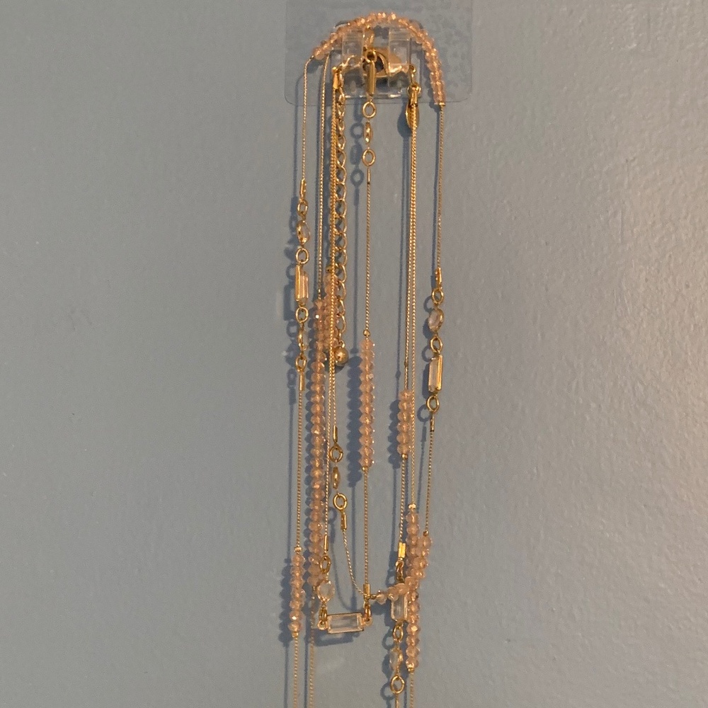 Chico's Pink and Clear Bead Necklace